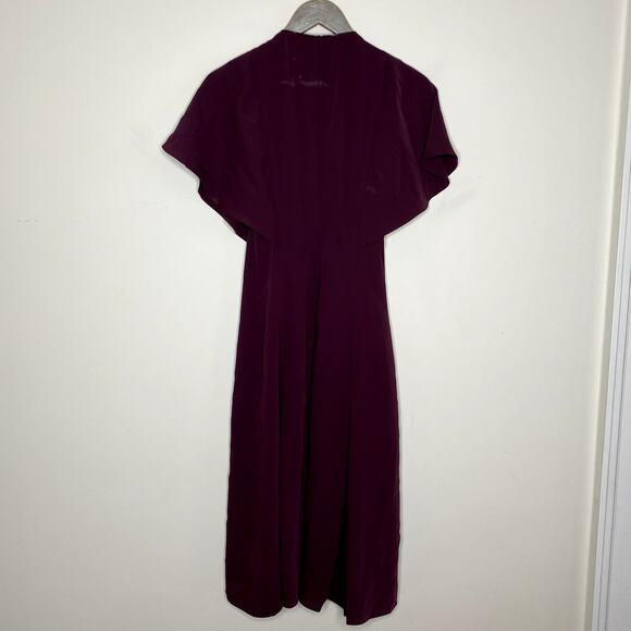 TED BAKER LONDON Kasiane Burgundy Poplin Exposed Zip Hourglass Midi Dress Sz XS - Picture 8 of 11